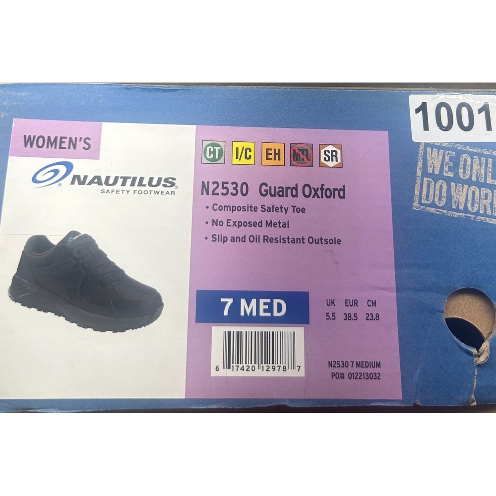 Nautilus N2530 Guard Oxford Womens 7 M Composite Toe Black Safety Work Shoes NEW